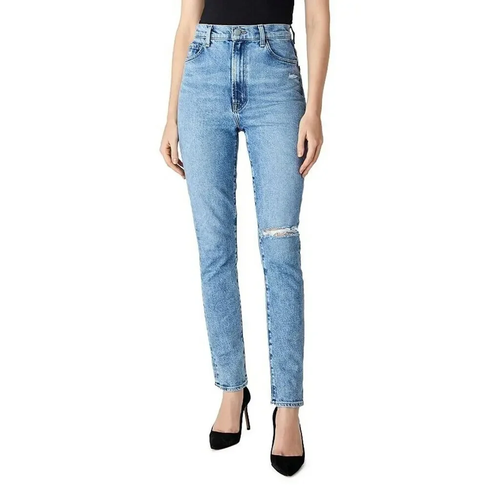 J Brand 1212 Runway High-Rise Slim Jeans in Chadron Destruct, Size 28